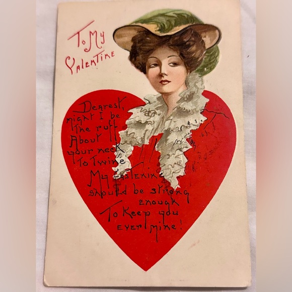 Vintage 1910 Dearest Valentine Gibson Girl in Heart with Poem Valentine Postcard - Picture 1 of 2